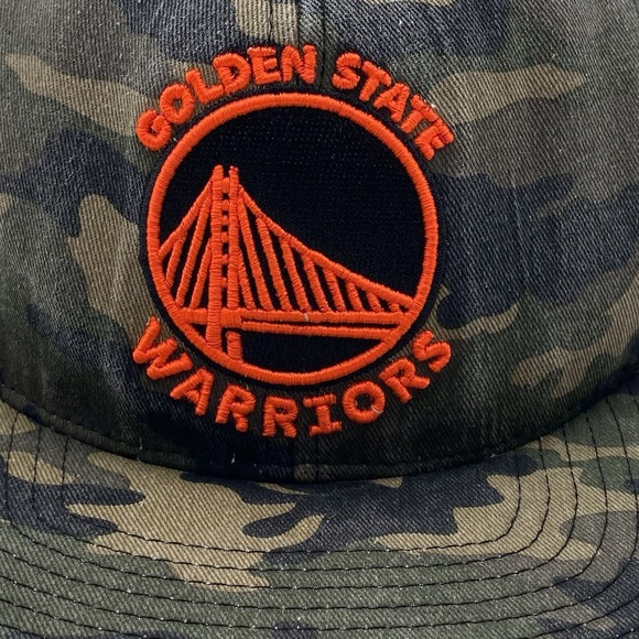 Golden State Warriors Hat Camo Neon Orange Mitchell Ness SnapBack Adjustable VGC - Picture 3 of 12